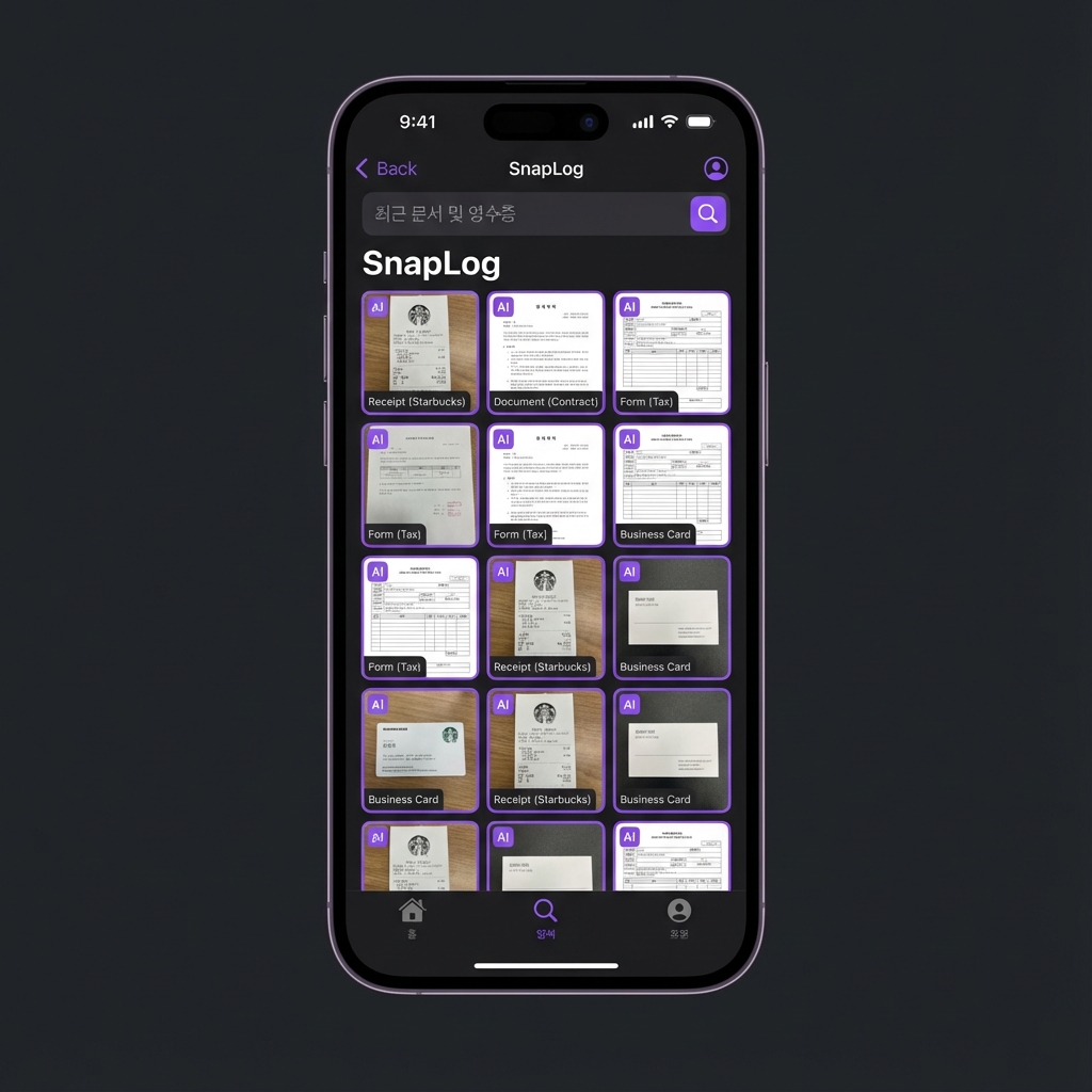 SnapLog 검색 결과 화면